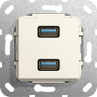 Function - USB 3.0 A 2x han/hun-overgang Innsats kremhvit