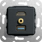Function - HDMI,USB 3.0A,mini jack Overgangskabel Innsats svart matt