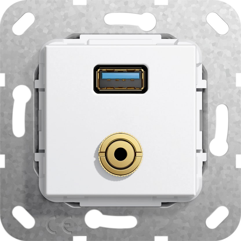 Function - USB 3.0 A, mini jack Overgangskabel Innsats hvit