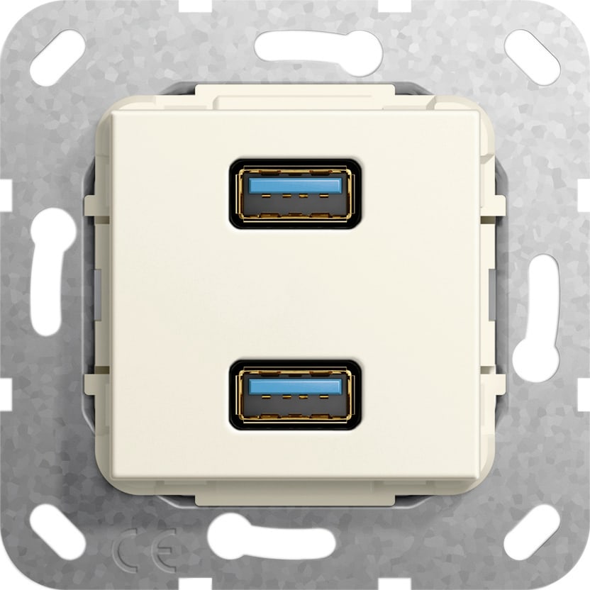 Function - USB 3.0 A 2x Overgangskabel Innsats kremhvit