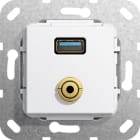 Function - USB 3.0 A, mini jack han/hun overg,overg.k. Innsats hvit