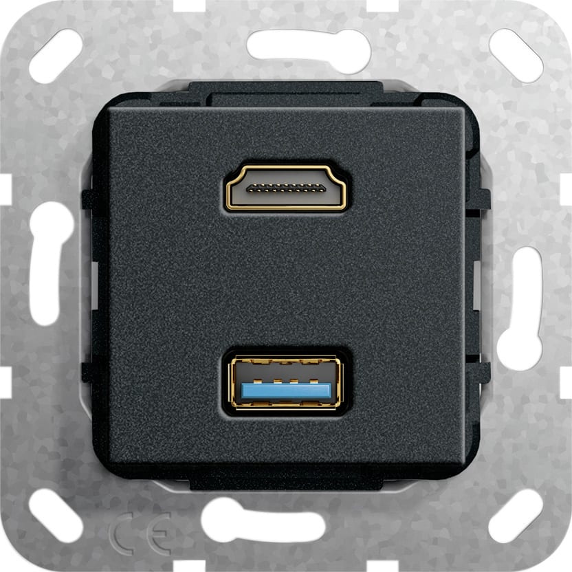 Function - HDMI, USB 3.0 A Overgangskabel Innsats svart matt