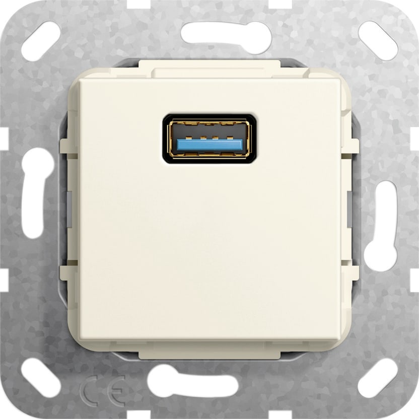 Function - USB 3.0 A han/hun-overgang Innsats kremhvit