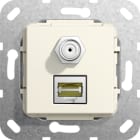 Function - RJ45 Cat 6A 10 GB, SAT F han/hun overg. Innsats kremhvit