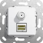 Function - RJ45 Cat 6A 10 GB, SAT F han/hun overg. Innsats hvit