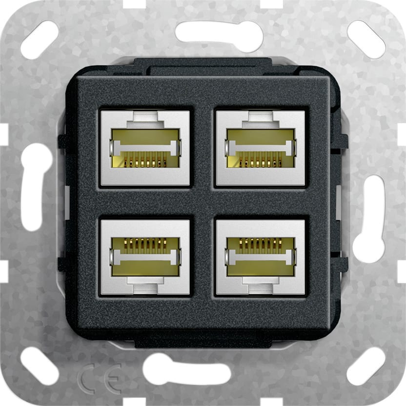 Function - RJ45 Cat 6A 10 GB 4x LSA Plus Innsats svart matt