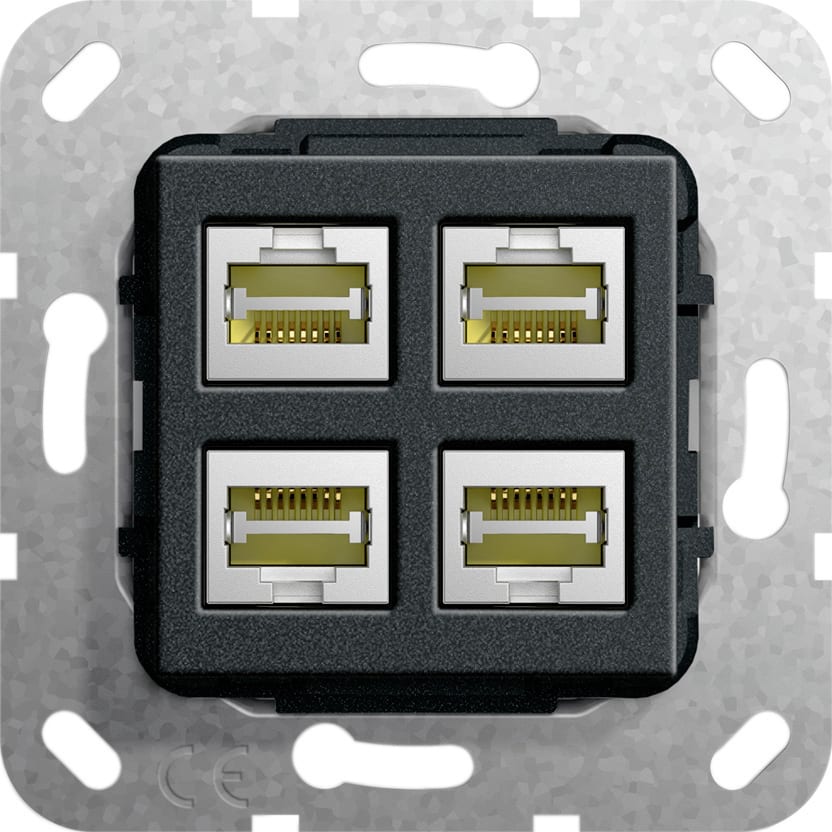 Function - RJ45 Cat 6A 10 GB 4x han/hun overg. Innsats svart matt