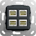 Function - RJ45 Cat 6A 10 GB 4x han/hun overg. Innsats svart matt