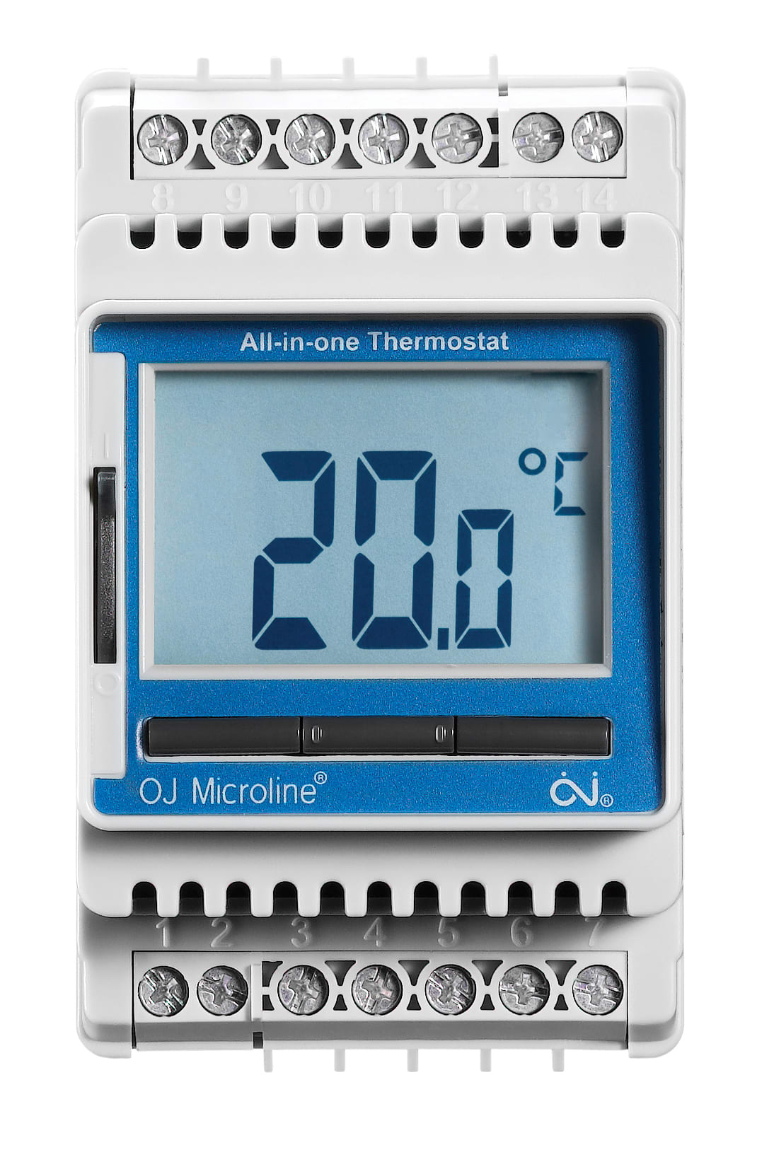 Function - Termostat ETN4-1991for tavlemontering med display, 2-pol bryter og sparetemp, 16A rom og gulvføler