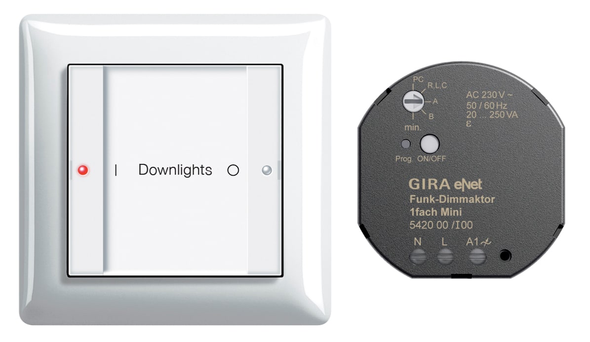 GIRA - eNet universaldimmer MINI komplett med veggsender, ramme og bunnplate