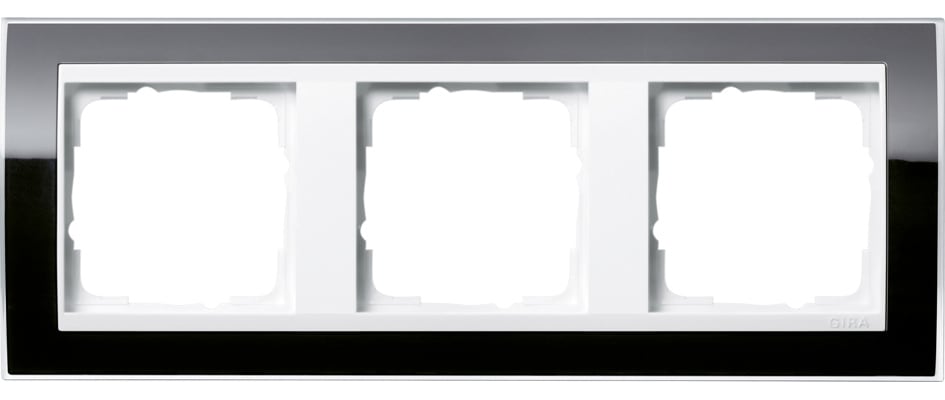 GIRA - Ramme Event Klar svart med hvit mellomramme 3 hull