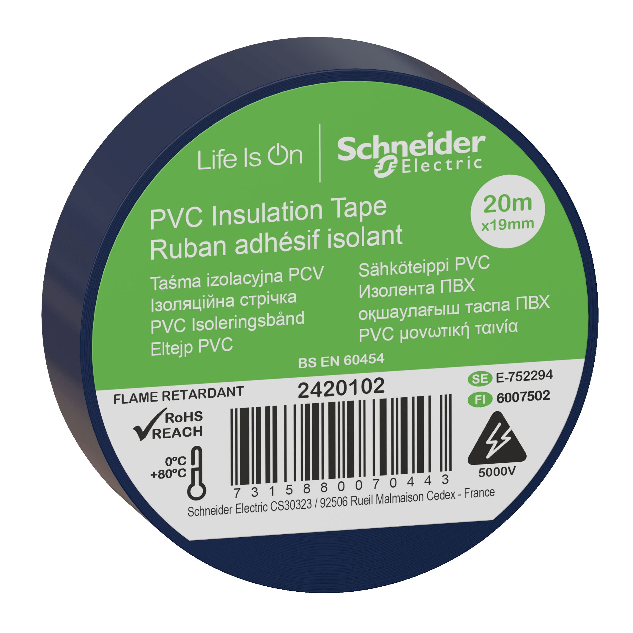 Schneider Electric - PVC iso. tape 19mmx20m blå
