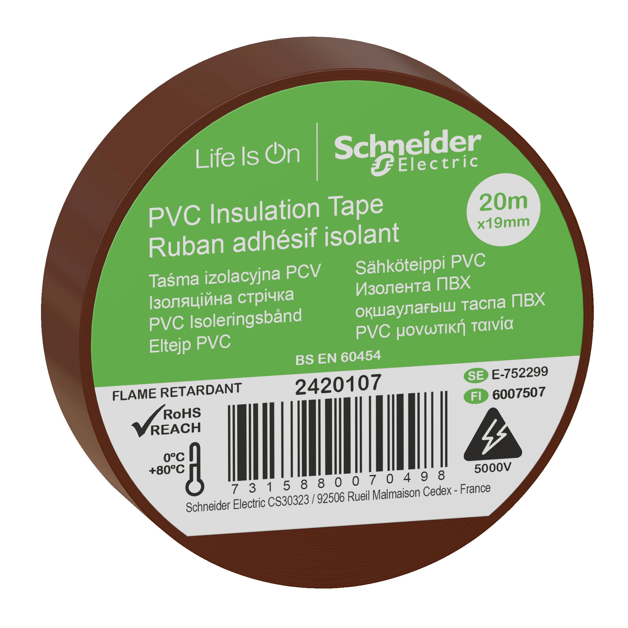 Schneider Electric - PVC iso. tape 19mmx20m brun