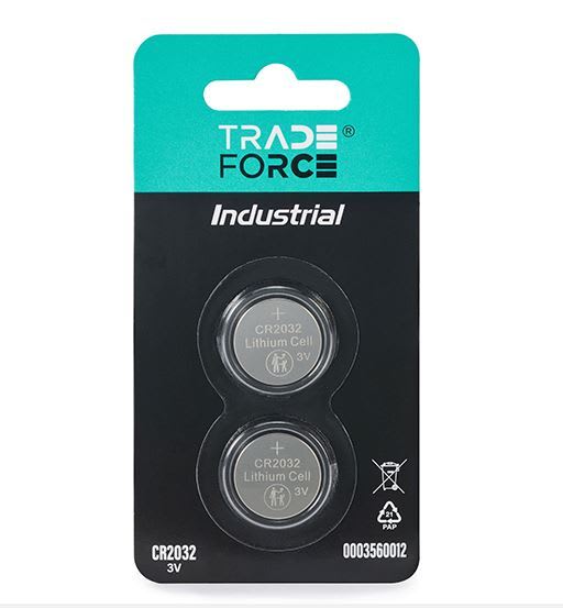 TradeForce - BATTERI CR2032 3V LITIUM 2 PAKN. 240mAh - 3560012