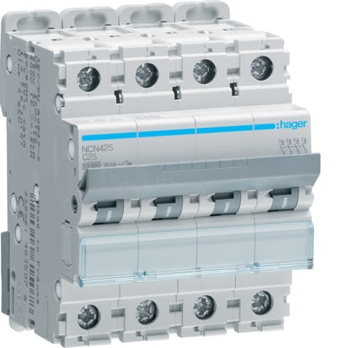 Hager - Automatsikring 4x25A, C-kar, 10/ 15kA