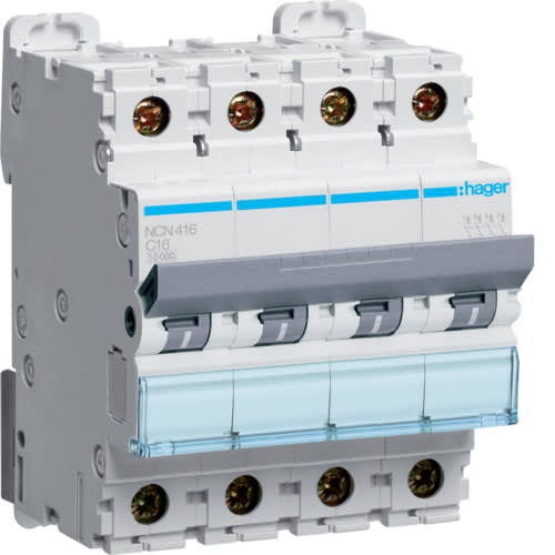 Hager - Automatsikring 4x16A, C-kar, 10/ 15kA