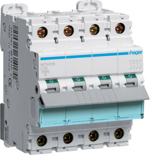 Hager - Automatsikring 3+N16A C-kar 10kA