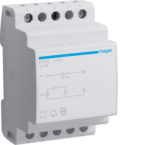 Hager - Ringetrafo 230/8-12 16VA