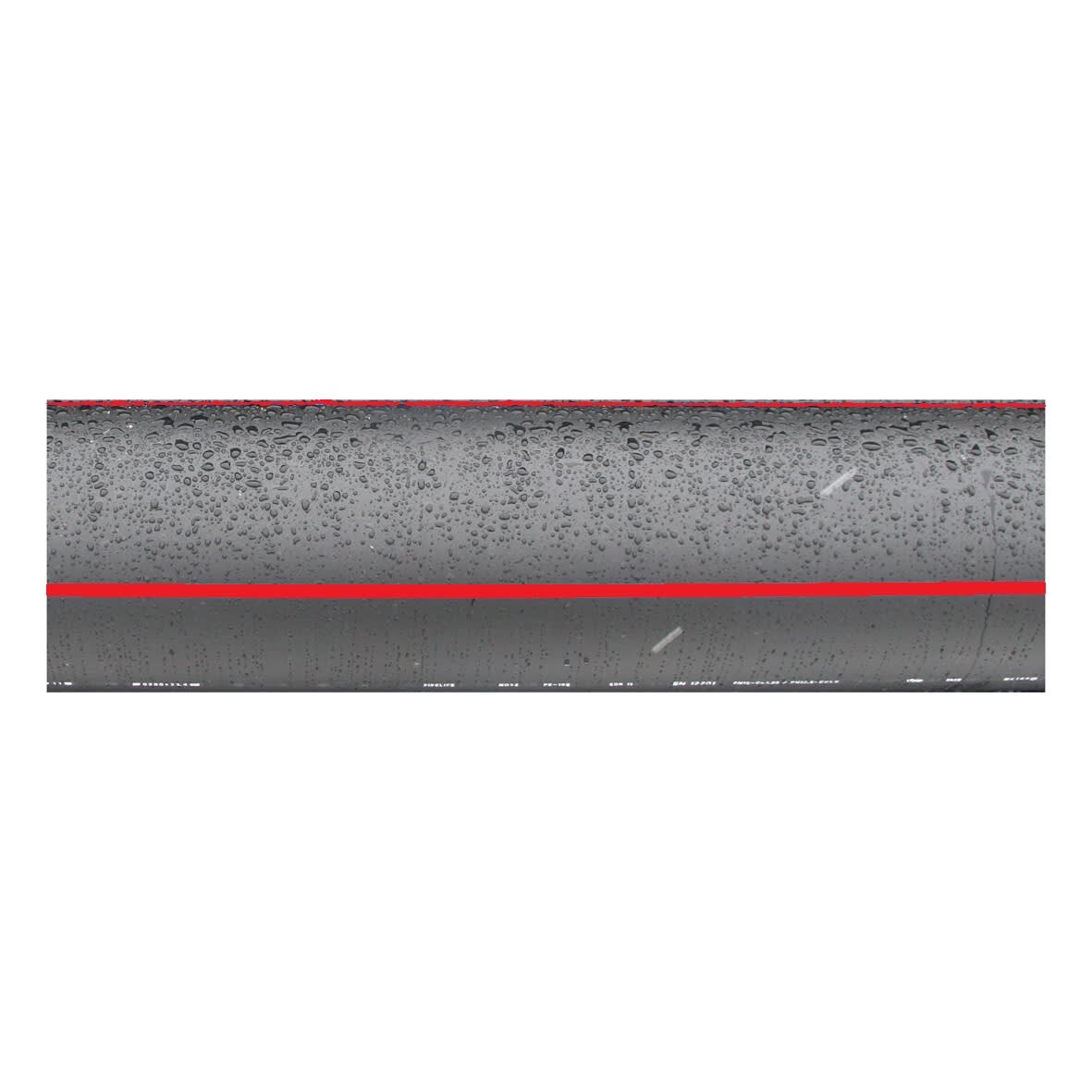 Pipelife - 160mm 6m PE100RC kabelrør SN64, svart m/rød stripe, merket "Obs kabel".