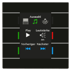 Function - KNX-bryter med 6 sensor-områder, farget display og flerfarge status indikator.