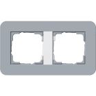 GIRA - Ramme E3 Soft-touch 2 hull. Dekkramme: Blågrå NCS S 4010-R90B / Grunnramme: Ren hvit