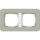 GIRA - Ramme E3 Soft-touch 2 hull. Dekkramme: Grågrønn NCS S 4005-G50Y / Grunnramme: Ren hvit