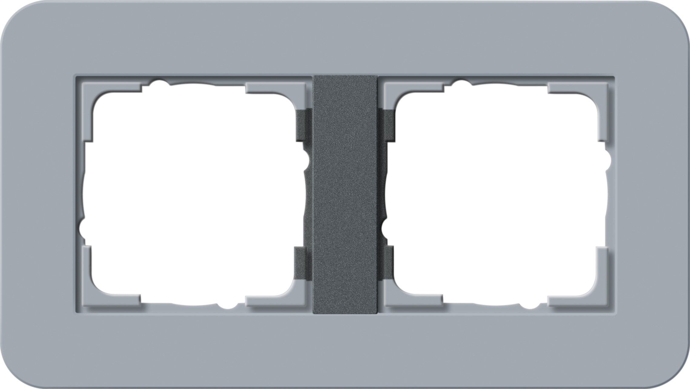 GIRA - Ramme E3 Soft-touch 2 hull. Dekkramme: Blågrå NCS S 4010-R90B / Grunnramme: Antrasitt