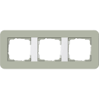 GIRA - Ramme E3 Soft-touch 3 hull. Dekkramme: Grågrønn NCS S 4005-G50Y / Grunnramme: Ren hvit