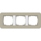 GIRA - Ramme E3 Soft-touch 3 hull. Dekkramme: Gråbeige NCS S 4005-Y20R / Grunnramme: Ren hvit