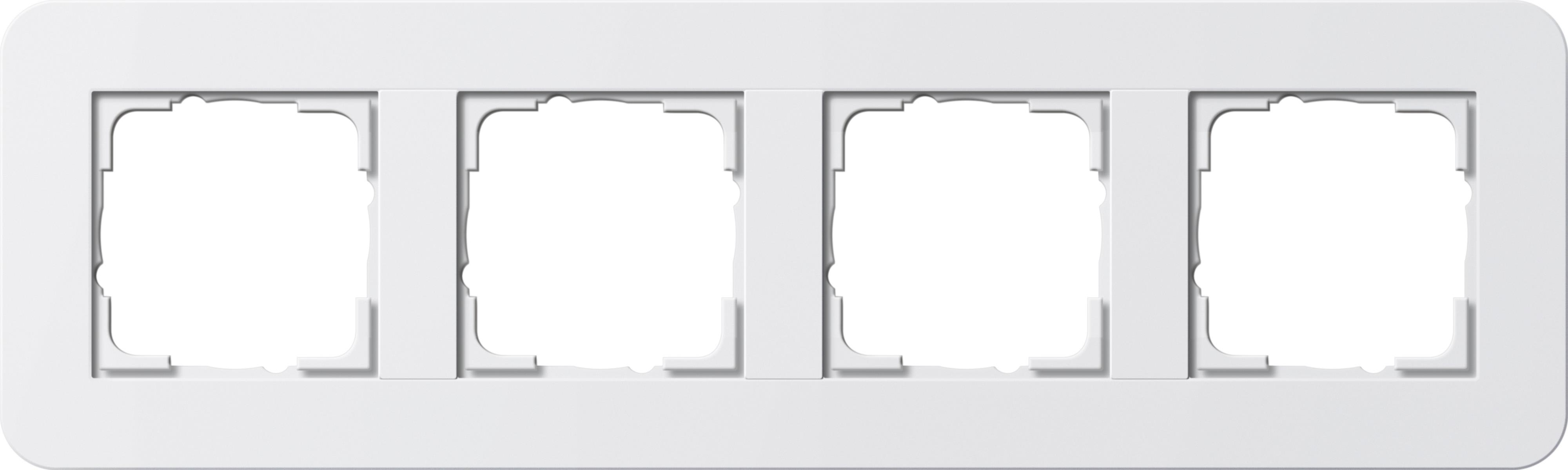 GIRA - Ramme E3 Soft-touch 4 hull. Dekkramme: Ren hvit / Grunnramme: Ren hvit