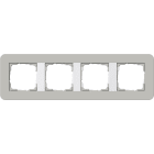 GIRA - Ramme E3 Soft-touch 4 hull. Dekkramme: Grå NCS S 3500-N / Grunnramme: Ren hvit