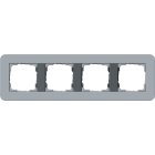 GIRA - Ramme E3 Soft-touch 4 hull. Dekkramme: Blågrå NCS S 4010-R90B / Grunnramme: Antrasitt