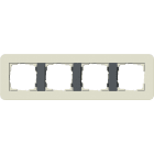 GIRA - Ramme E3 Soft-touch 4 hull. Dekkramme: Sand NCS S 2005-Y20R/ Grunnramme: Antrasitt