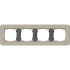 GIRA - Ramme E3 Soft-touch 4 hull. Dekkramme: Gråbeige NCS S 4005-Y20R / Grunnramme: Antrasitt