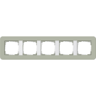 GIRA - Ramme E3 Soft-touch 5 hull. Dekkramme: Grågrønn NCS S 4005-G50Y / Grunnramme: Ren hvit