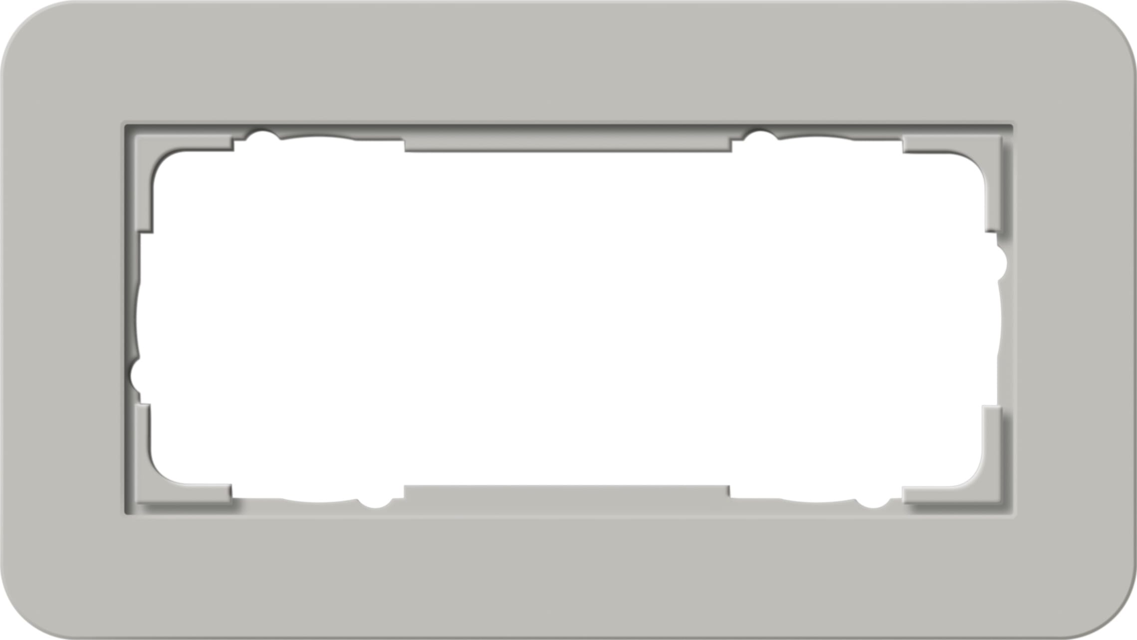 GIRA - Ramme E3 Soft-touch 2 hull uten midtdeler. Dekkramme: Grå NCS S 3500-N / Grunnramme: Ren hvit