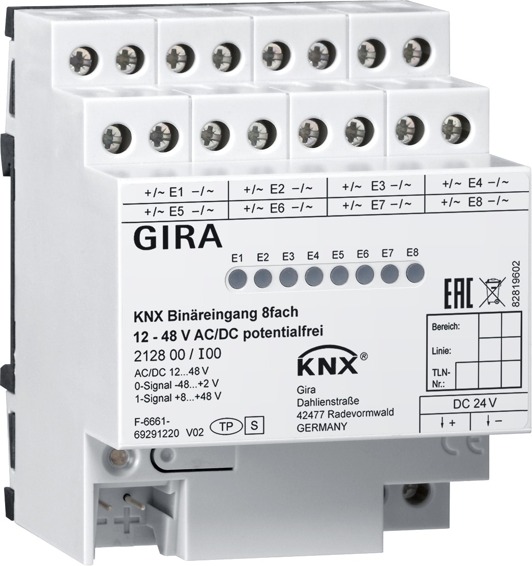 GIRA - KNX binærinngang 8-kanals 12 – 48 V AC/DC potensialfri