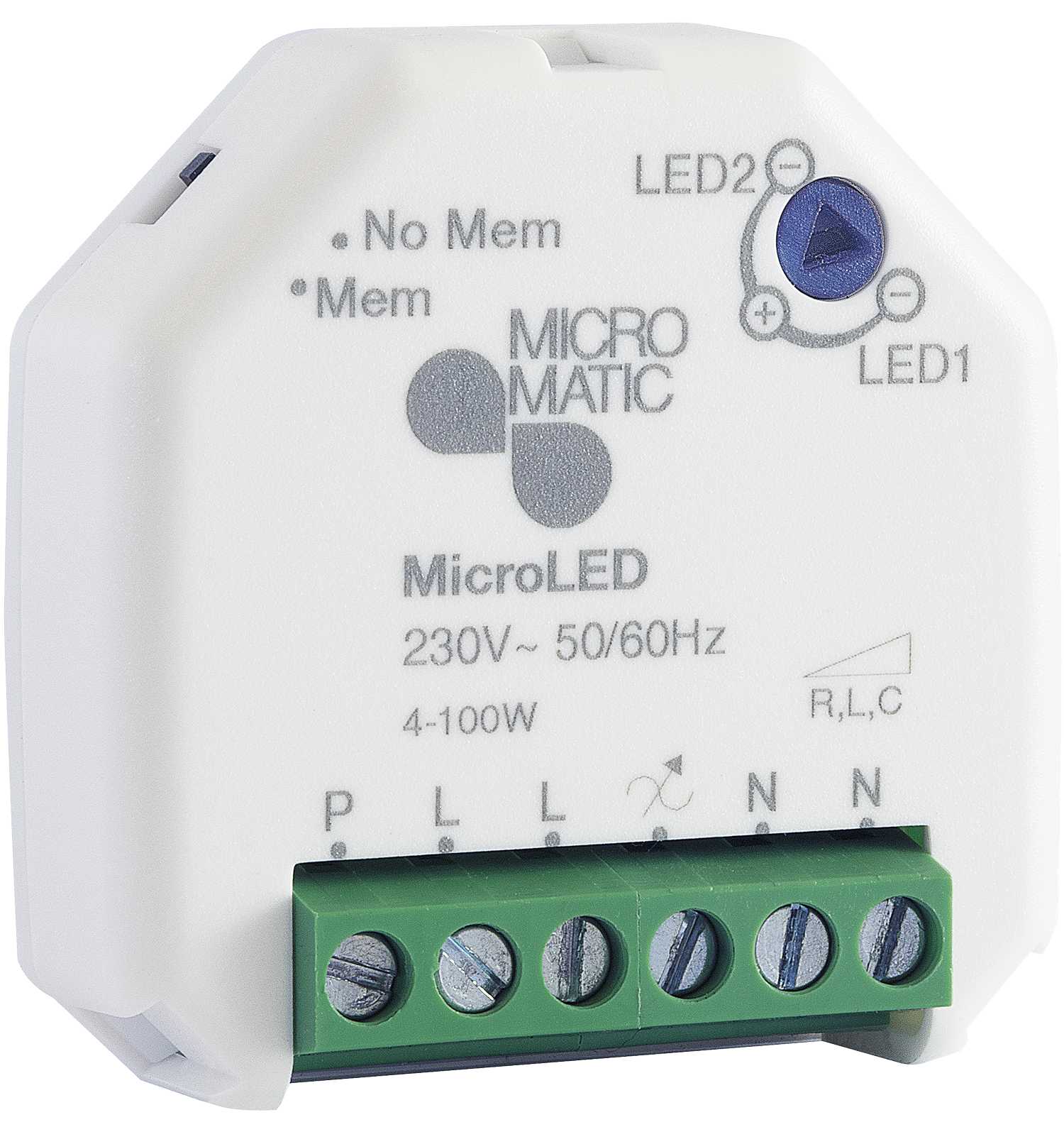Function - Dimmer MicroLED 4-100W for innfelling i veggboks, tilkobles impulsbryter for styring