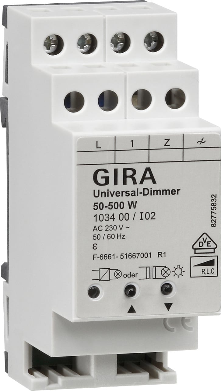 GIRA - Dimmer universal for tavlemontering. Belastning inntil 500W