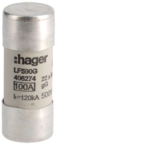 Hager - Smeltesikringsspatron 22x58mm, 100A gG, 500V, 120kA