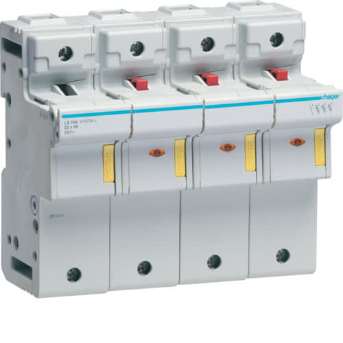 Hager - Sikringslastskillebryter for gG 22x58mm (LF580-590-599G) sikring, 3+N 125A, 120kA, 690V, 8-mod