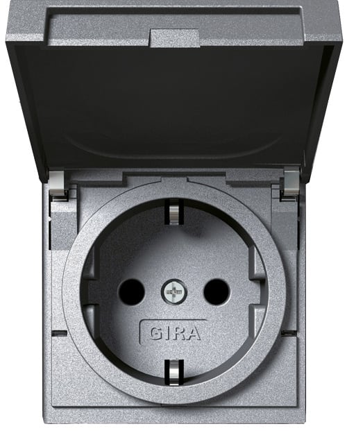 GIRA - Stikkontakt KL Gira TX_44 (VT I) aluminiumsfarget