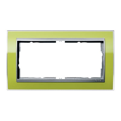 GIRA - Ramme Event Klar grønn med alu-farget mellomramme 2 hull åpen