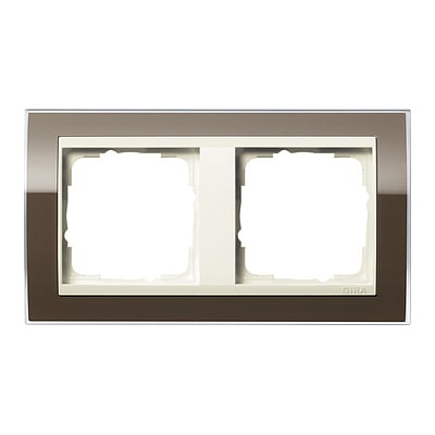 GIRA - Ramme Event Klar brun med kremhvit mellomramme 2 hull