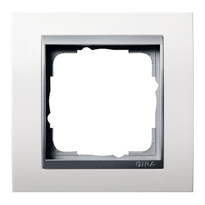 GIRA - Ramme Event hvit glanset med alu-farget mellomramme 1 hull