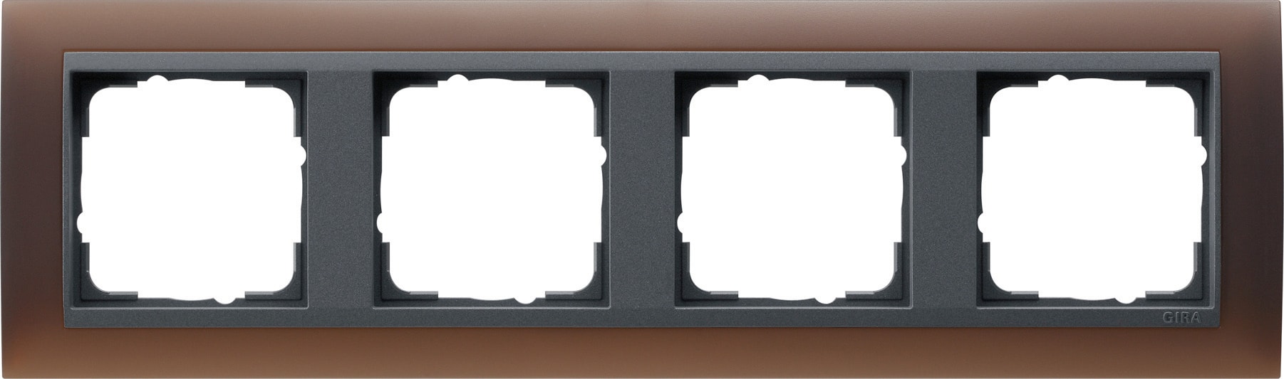 GIRA - Ramme Event Opak brun med antrasitt mellomramme 4 hull