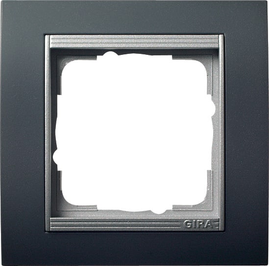 GIRA - Ramme Event antrasitt med alu-farget mellomramme 1 hull