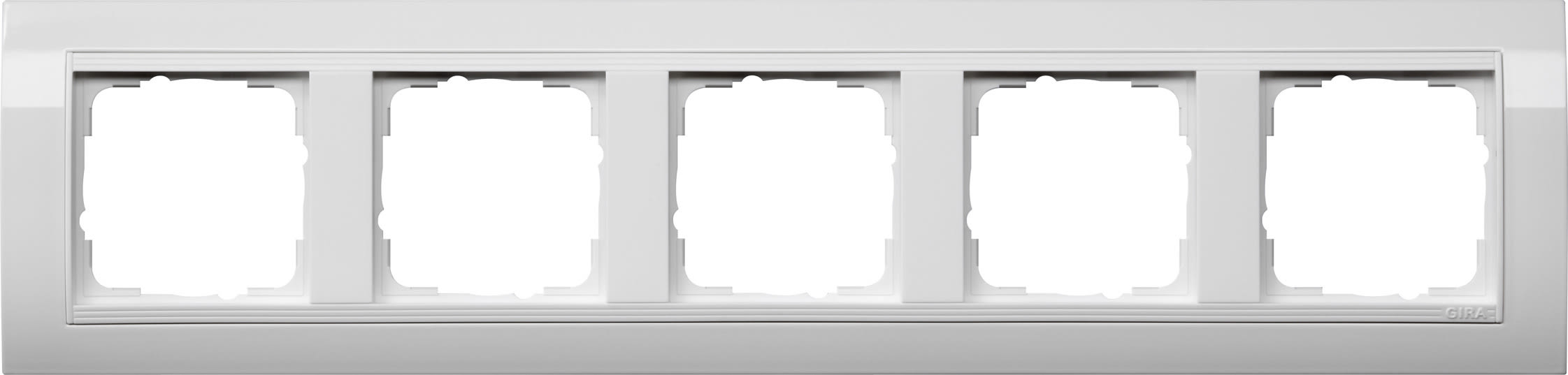 GIRA - Ramme Event hvit glanset med hvit mellomramme 5 hull