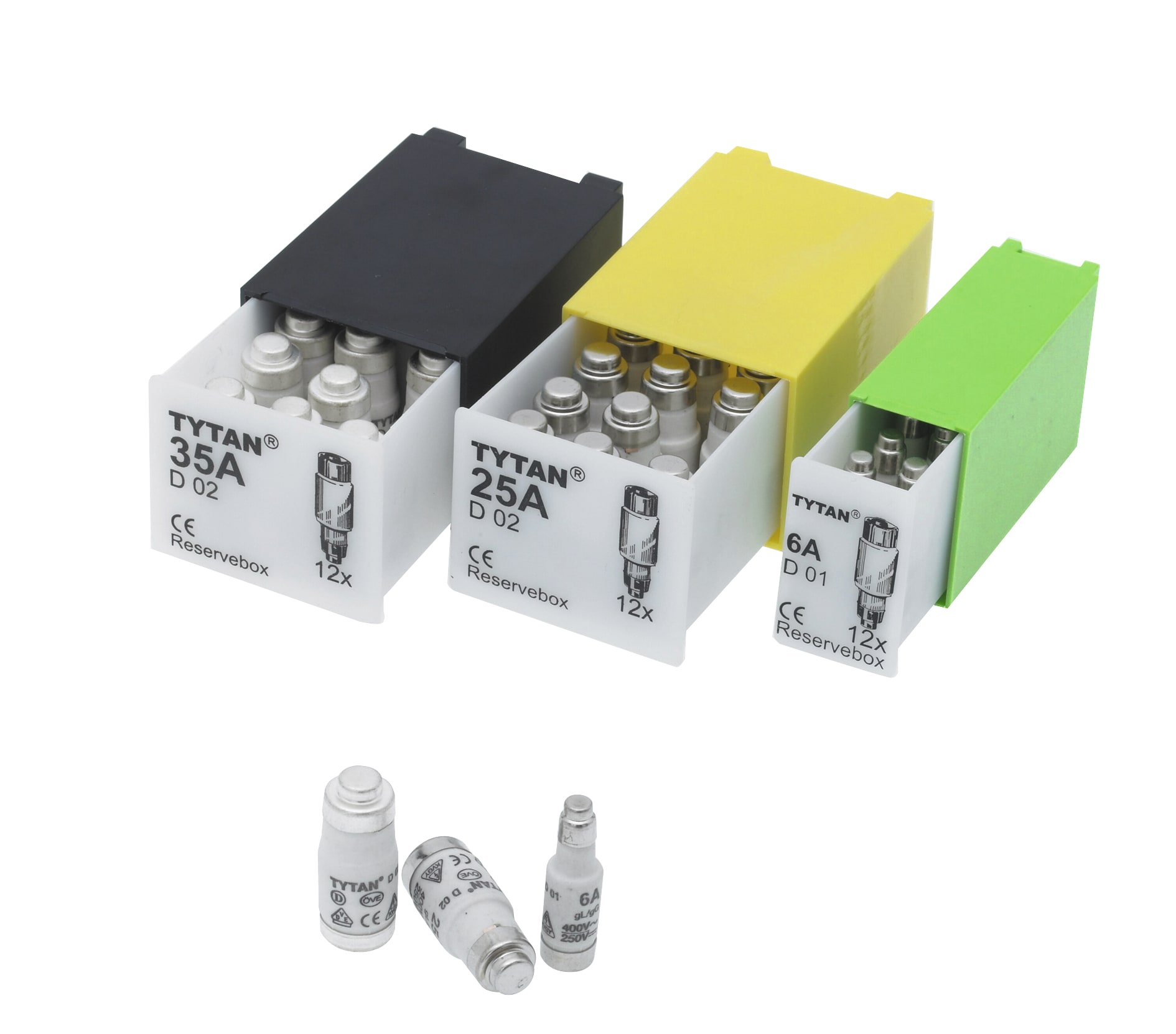 Function - Reserve sett 3x10A D01 i klikk boks for DIN skinne