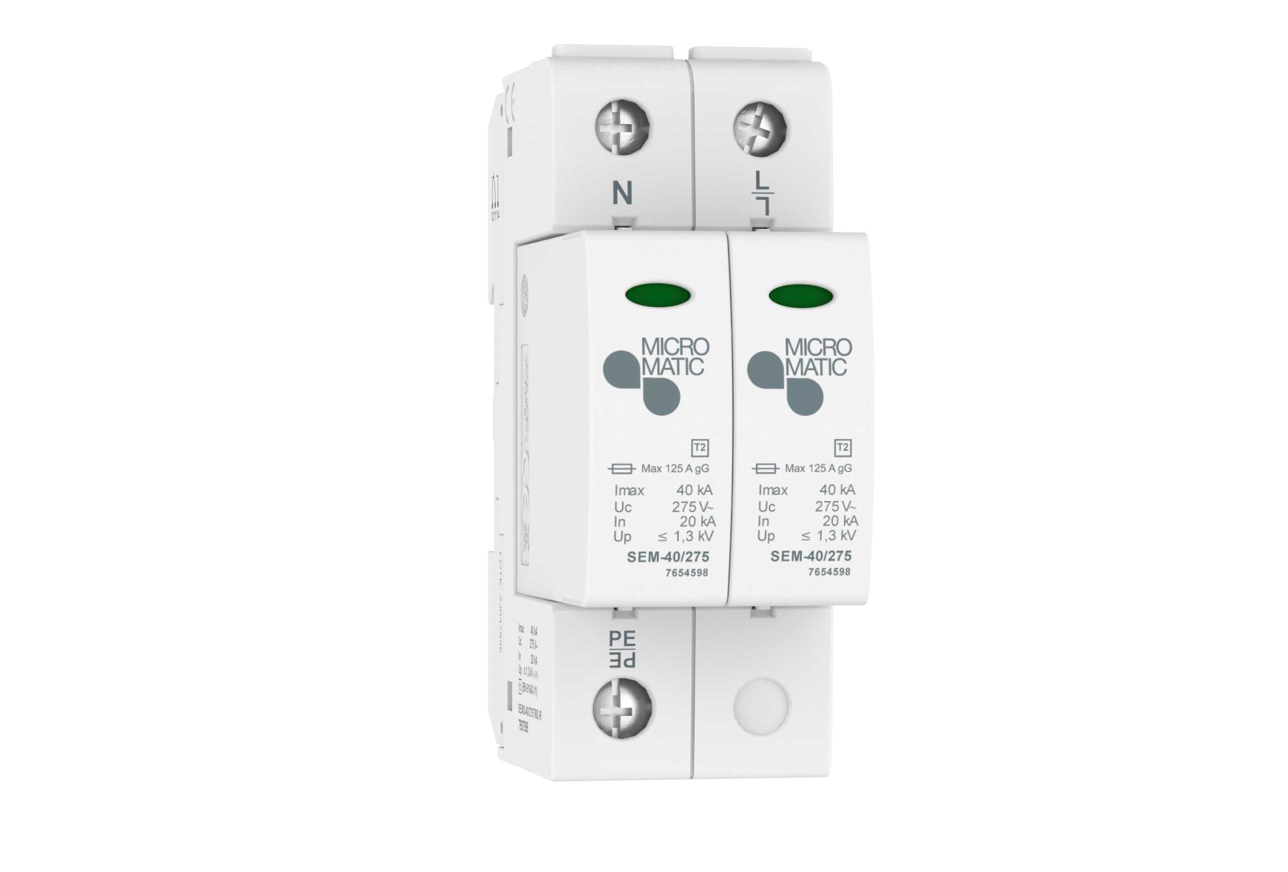 Function - Overspenningsvern  SEM2-40/275 TNS pluggbart 2 p.relekontakt